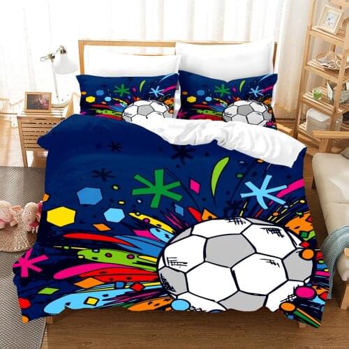 Cartoon Football Kids Bedding Set Fashion 3D Print Comforter Luxury Queen King Single Size Duvet Cover Set Home Textile Decor