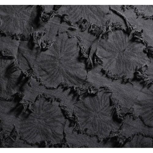 Width 57'' Black Simple Fashion Twill Tassel Cotton Linen Fabric By The Half Yard For Dress Shirt Background Cloth Material