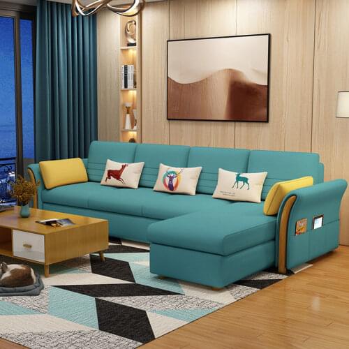 Chinafurniture foldable double living room dual-use multifunctional simple modern fabric sofa bed