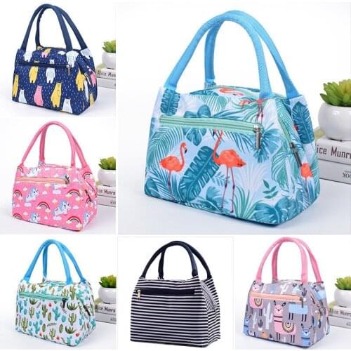 Printed Zipper Lunch Bag Thermal Insulation Waterproof Bag Outdoor Picnic Travel Food Storage Bags Handbag With Aluminum Foil