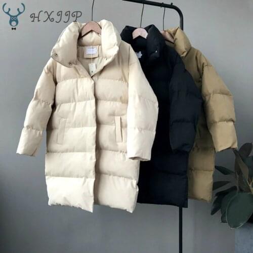 HXJJP Thick Jacket Women Winter 2020 Outerwear Coats Female Long Casual Warm Oversize Puffer Jacket Parka Branded
