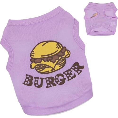 Pet Supplies Summer New Fashion Comfortable Youth Printed Pattern Hamburger Vest T-shirt Short Sleeve Shirt Puppy Dog Clothes