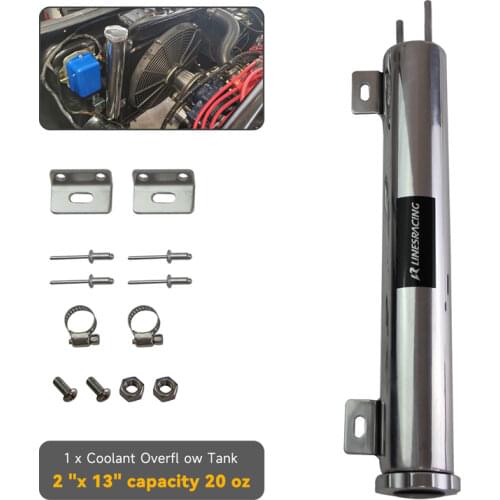 2" x 13" 2 x 13 Aluminum Radiator Overflow Tank Catch Can Universal Reservoir