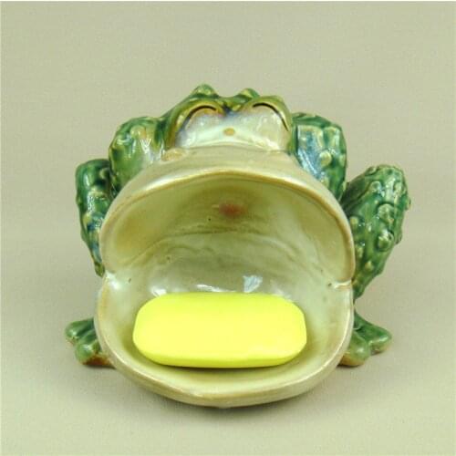 Funny Ceramic Frog Statue Soap Box Decorative Porcelain Bathroom Soap Dish Organizer Houseware Essentials Utility Ornament Craft
