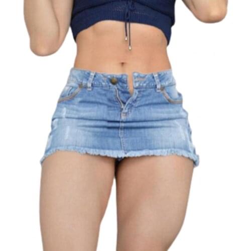 Women Mini Denim Skirt Burrs Edge Pockets Sexy High Waist All Match Bodycon Skirt for Party