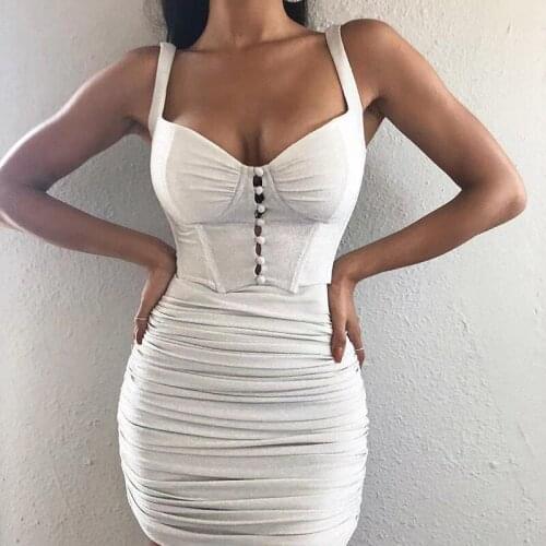 Women Summer Sexy Sparkly Mesh Ruched Gray Mini Chic Bodycon Bandage Dress 2021 Designer Elegant Evening Party Dress Vestidos