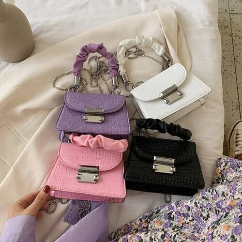 Wholesale alligator leather folds strap mini women fashion purse and handbags ladies crocodile hand bag with chain