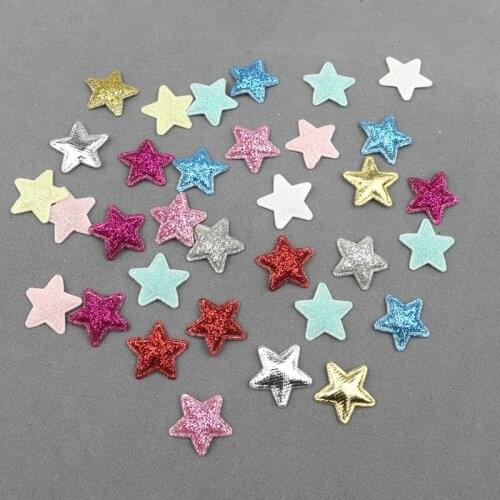 100Pcs 1.8cm Cute Glitter Stars Padded Appliques Kids Hair Pin Accessories Materials Ornaments DIY Craft Phone Shell Patch Decor