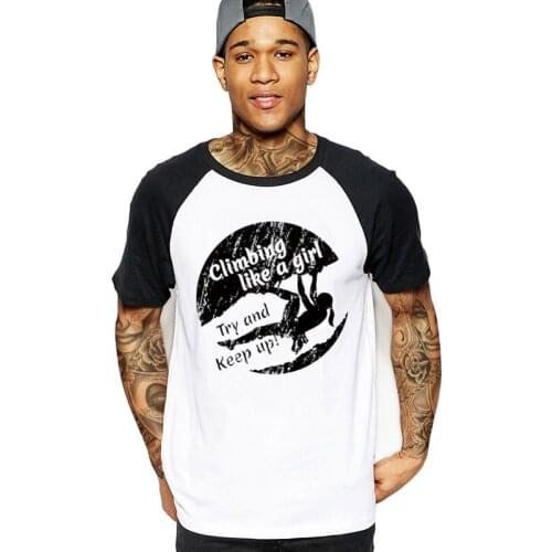 2020 streetwear Climbing like a Girl Black Logo Mens funny T Shirts white black custom logo male tshirt cotton top tee t-shirt