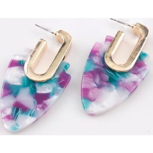 ZWPON 2020 Gold Acetate Arrow Hoop Earrings Fashion Women Statement Earrings Handmade Earrings Designer Jewelry Wholesale