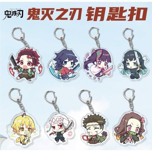 2021 New Anime Demon Slayer Acrylic Keychain Cute Blade of Ghost Key Chain Kamado Tanjirou Cosplay Yaiba Keyring