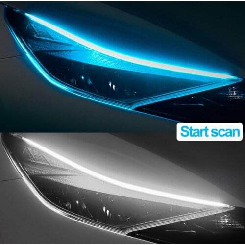 Car LED Strip Lights 30/45/60cm DRL 12V Waterproof Flowing Daytime Running Light Car Turn Signal Lights For Auto Headlight Strip