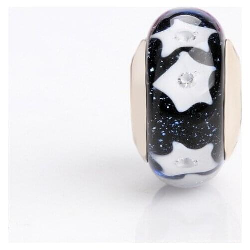 Authentic S925 Sterling Silver Star sky blue five-pointed star glass beads Fit Original Bracelets Women Jewelry Gifts