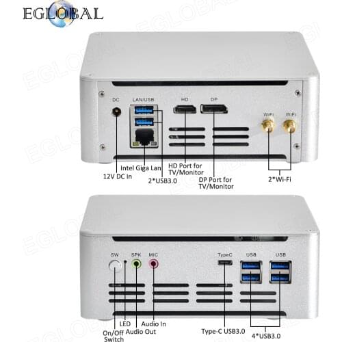 Eglobal New Mini PC Intel Core i5 7300HQ i7 7820HK DDR4 Windows 10 Linux 4K Gaming UHD HTPC HDMI DP Minipc Computer Thin Client