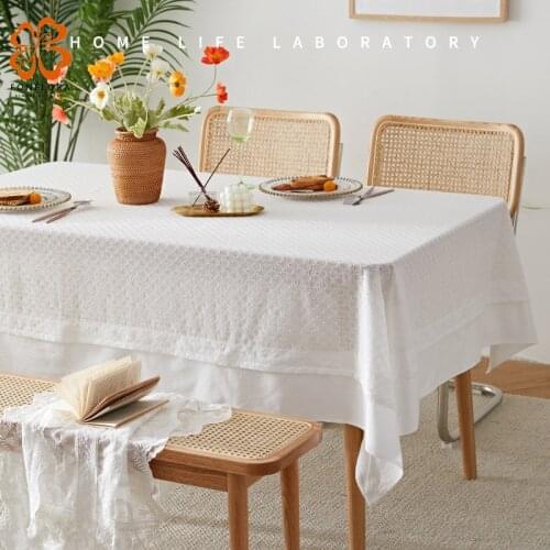 French Style White Lace Tablecloth For Table Cover Retro Coffee Dining Table Cloth Rectangular Wedding Decoration Party Chiffons
