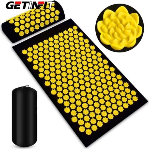 Getinfit Yoga Mat Lotus Acupuncture Mat Acupuncture Massage Cushion Pillow Acupuncture Mat Cloth Bag Relieve Stress Back Pain