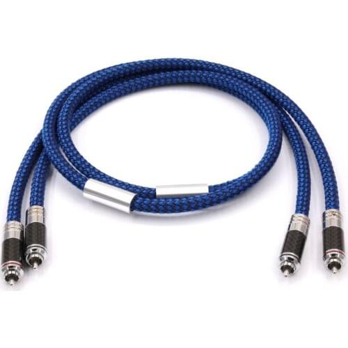 Hifi carbon fiber RCA to RCA Cable 6N Silver Plated 2RCA Male to 2RCA Male RCA Interconnector Cable