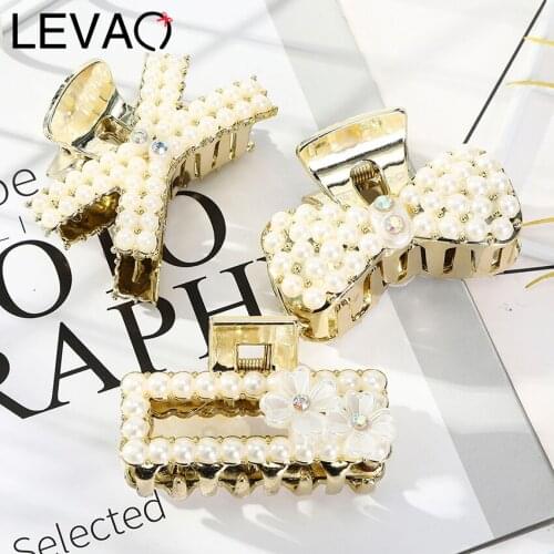 Levao Fashion Pearl Hair Claws For Women 2021 New Hairclip Hairgrips Girls Makeup Washing Tool Hair Accessories Headwear