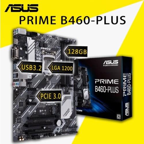 LGA 1200 Asus PRIME B460-PLUS Motherboard PCI-E 3.0 VGA Display Port Intel 10th-Gen CPU PCI-E 3.0 M.2 SSD Intel B460 Placa-mãe