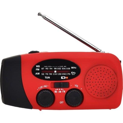 Multifunctional Hand Crank Solar Powered Dynamo AM FM NOAA Radio Time Emergency Use Led Flashlight Power Bank Radio