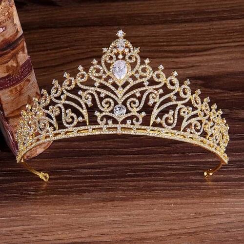 Fashion Crystal Zircon Crown Elegant Wedding Hair Accessories Exquisite Rhinestones Bridal Jewelry BH