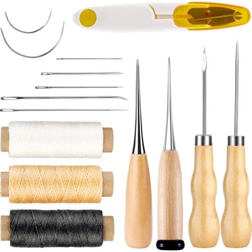 LMDZ Leather Sewing Tools Kit With Waxed Thread Leather Big Eye Needles Awls for Leather Stitching Working Tool Accessories DIY