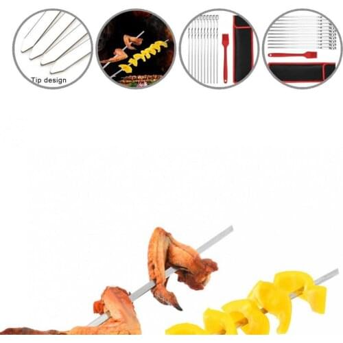 Robust 10Pcs Useful Ergonomic Handle Grill Skewer Portable Barbecue Stick Twist for Party