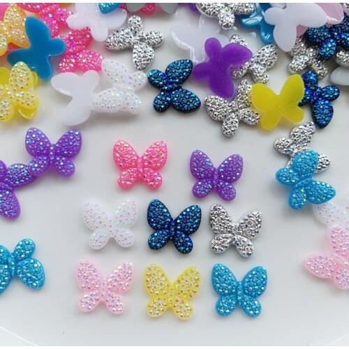 Wholesale 15*16mm Colorful Butterfly Flat Back Cabochon Rhinestone Applique 500pcs Wedding Scrapbook Decor Home Figurine Craft