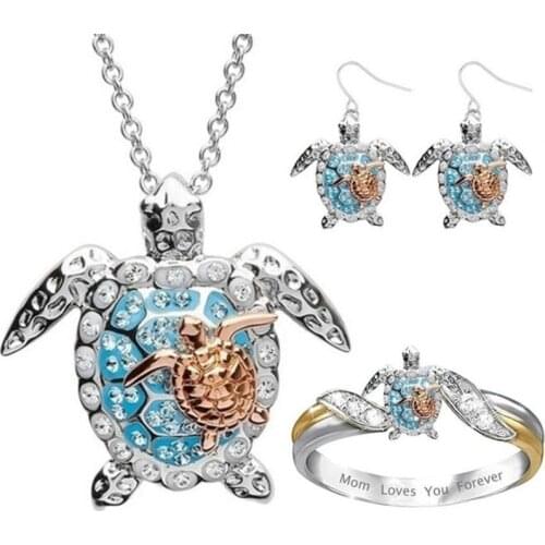 Unique Cute Beach Turtle lettering CZ Necklace Pendant Women Banquet Accessories Valentines Day Vintage jewelry Gifts