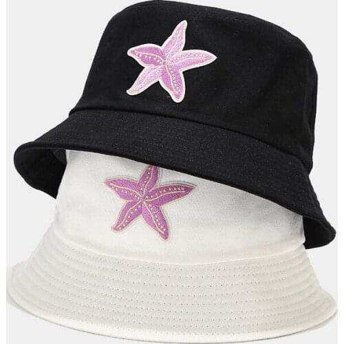 New Starfish Cotton Bucket Hat Women Men Fashion Hip Hop Shade Beach Sun Hat Bob Outdoor Sunscreen Foldable Fisherman Hat Panama