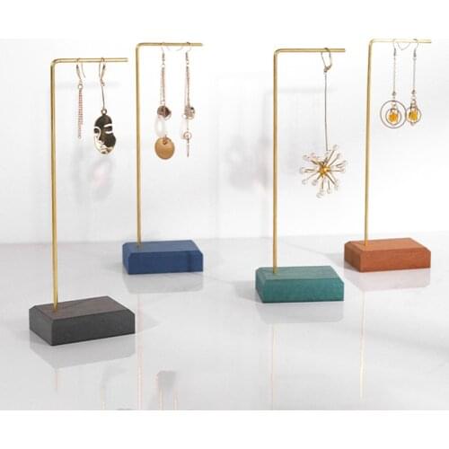 Colorful wood and metal necklace stand hanging bracelet case for jewelry holders earring organizer jewellery display Hanging
