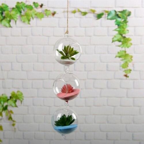 Flower Plant Clear Glass Vase Hanging Planter Terrarium Container Party Wedding Decor Bottle Pot Home Garden Ball Round Vase New
