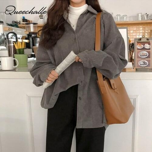 Женские вельветовые рубашки QUEECHALLE China At AliExpress