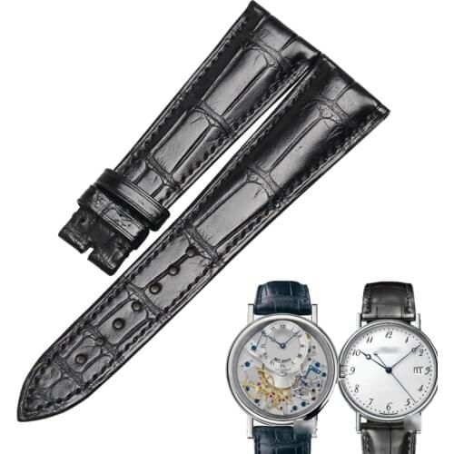 WENTULA Watchband for Breguet Subscription Héritage 5930 7057BB Alligator Skin /Crocodile Grain Leather Strap Watch Band
