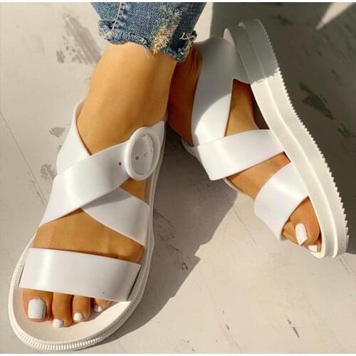 New Summer Female Fashion Women Gladiator Sandals Buckle Soft Jelly Shoes Woman Casual Thick Bottom Comfort Ladies Footwear 2021
