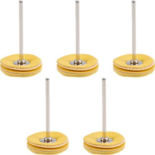 Uxcell Mini Buffing Polishing Wheels 25X5mm with 2.35mm Arbor for Jewelry Metal Wood Rotary Tool Faux Sheepskin Yellow 5Pcs