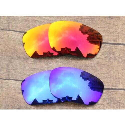 Vonxyz 2 Pairs Ice Mirror & Ruby Mirror Polycarbonate Replacement Lenses for-Oakley Jawbone Frame