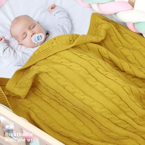 Infant Baby Boy Girl Pure Color Knit Blanket New 2020 Autumn Winter Newborn Baby Quilt Boys Girls Hold Blanket