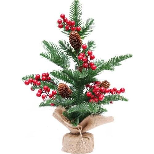 WAYLIKE Christmas Decorations 42Cm Pine Cone Cherry Snow Spray Mini Christmas Tree Shopping Mall Window Pendant