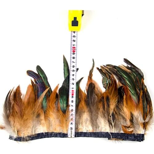 1 meter Natural Chicken Rooster Feather Trim Ribbon Black Cock Feathers Fringe 15-18 cm for Wedding Clothing Sewing Accessories