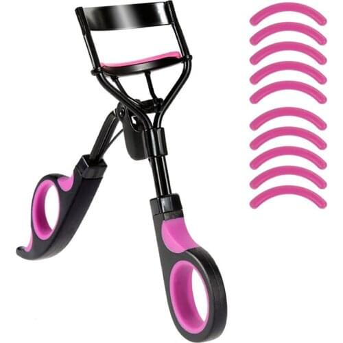 1pc Handle + 10 Silicone Replacement Pads Eyelash Curler Curl Eye Lash Cosmetic Makeup Eyelash Curler Curling Tweezers Tools