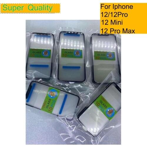 10Pcs/Lot For iphone 12 Pro Max Touch Screen Panel Front Outer LCD Glass With OCA Hollow Glue For iphone 12 Mini Glass Panel