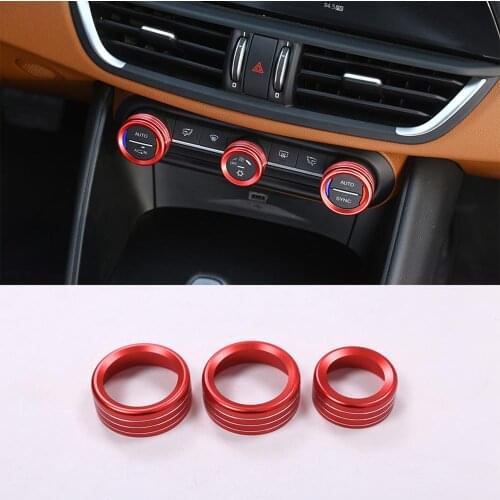 3 Colors 3pcs Aluminum Alloy Interior Console Air Conditioning Knobs Circle Trim for Alfa Romeo Giulia 2017 Models Accessories