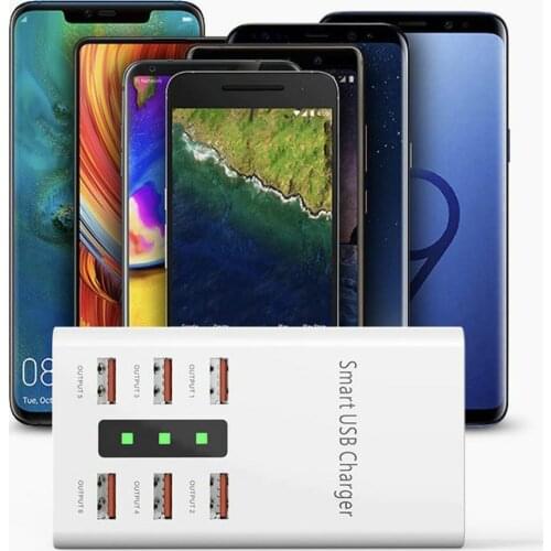 30W Smart USB Charger 6 Ports Power Socket Dock Fast Charging Extension Power Adapter For Mobile Phone iPhone Xiaomi Tablet