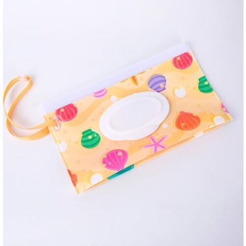 6pcs Wet Wipes Bag Snap Strap Clamshell Cosmetic Pouch Cleaning Wipes Case Outdoor Napkin Storage Bag