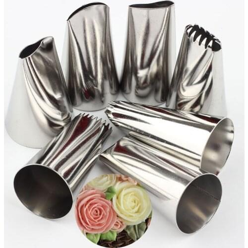 7Pcs/Set Stainless Steel Icing Piping Cake Decorating Tips Set Cream Russian Nozzle Pastry Sugar craft Rose Cupcake Baking Tool
