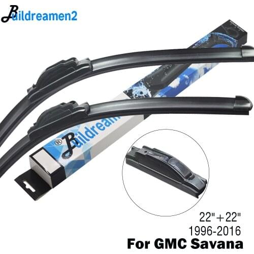 Buildreamen2 2 Pieces Car Wiper Blade Front Windshield Rubber Wiper Accessories For GMC Savana Fit Hook Arms 1996-2016