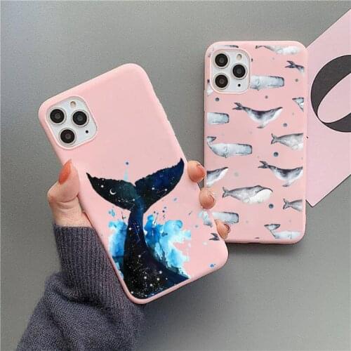 Blue whale killer whale Phone Case Candy Color for iPhone 11 12 mini pro XS MAX 8 7 6 6S Plus X 5S SE 2020 XR Soft Mobile bags