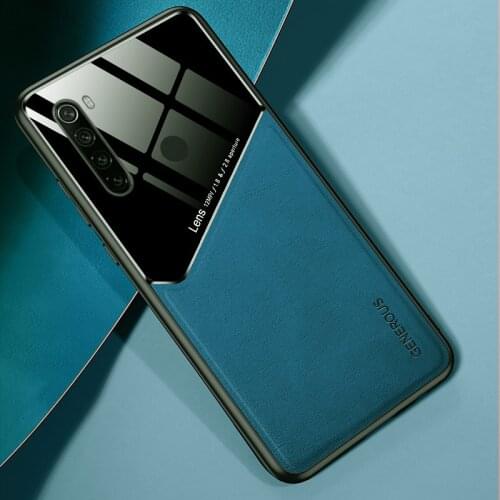 For Redmi Note 8 Note8 2021 Case PU Leather Glossy PC Back Cover Soft Frame Shockproof Phone Case for Xiaomi Redmi Note 8 2021