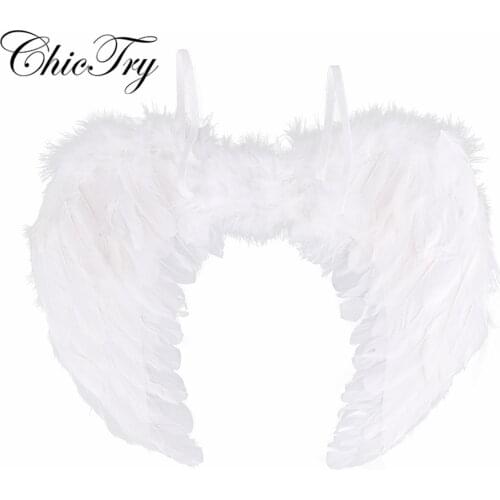 Children Kids Girls Angel Fairy Real Feather Wings Dance Party Cosplay Costume Stage Show Fancy Dress for Carnival Christmas